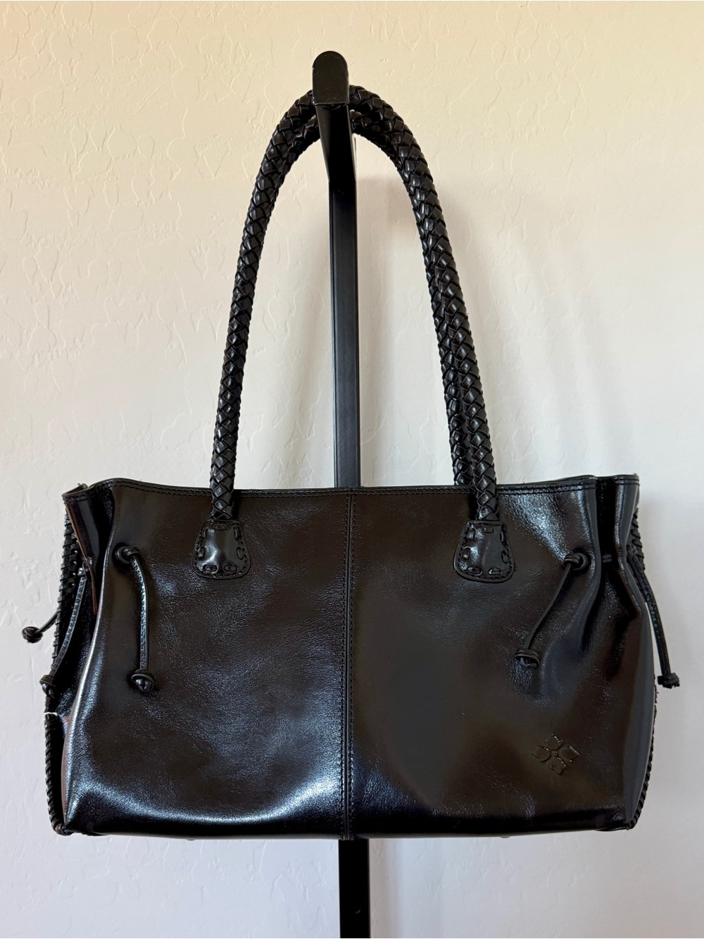 Patricia Nash Black Braided-Handle Shoulder Bag